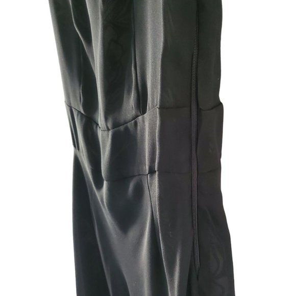 Petite Sophisticate Floral Faux Wrap V-neck Silk Dress | Like New | 4P | Black - Picture 10 of 13